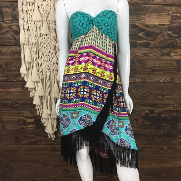 Flying Tomato Dresses & Skirts - Flying Tomato | Lace Sweetheart Wrap Fringe Boho